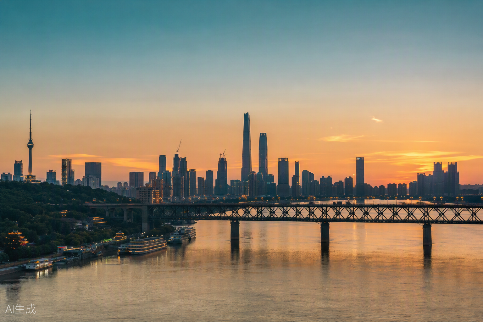 Wuhan skyline on the Yangtze River